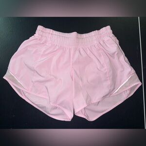 Light Pink Lululemon Hotty Hot Low-Rise Lined Short 4"